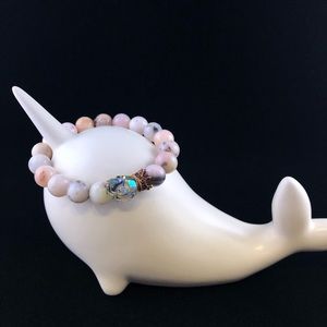 Peruvian pink opal beaded bracelet